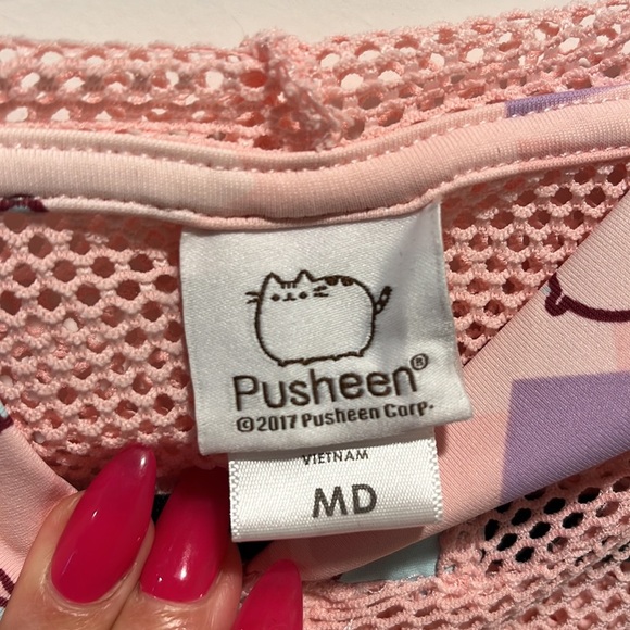 Pusheen mesh long sleeve shirt active crop jacket PINK activewear pastels cat - Picture 5 of 8